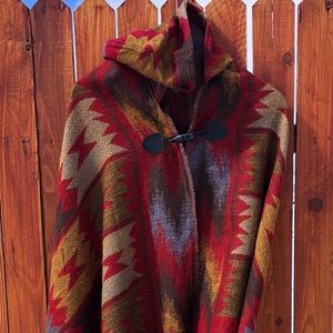 Southwest Poncho Hooded Western Cowgirl